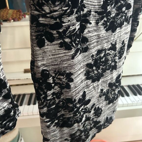 Y2K Mystic Elegant Black and Gray Velvet Floral Dress M - Picture 9 of 16